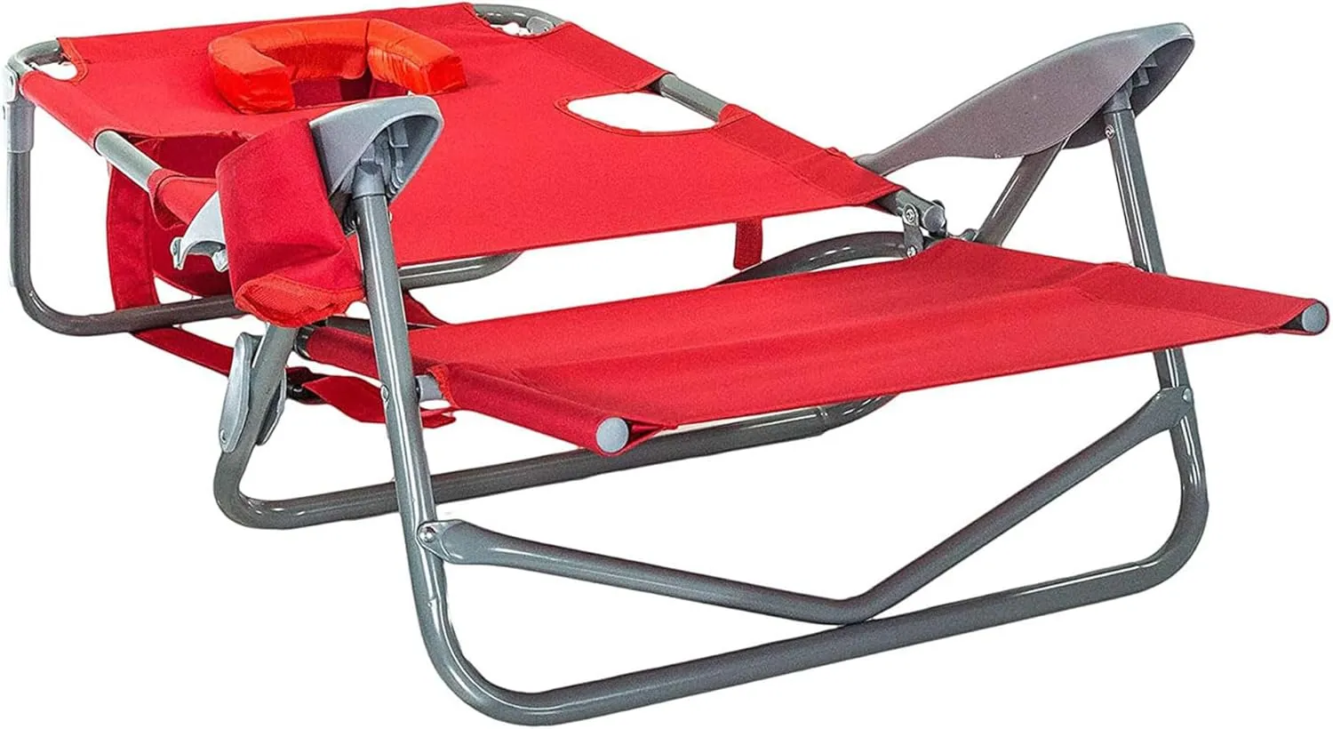 Ostrich On-Your-Back Portable 9.6-Pound Folding Reclining Outdoor Camping Lawn Chair with 5 Adjustable Positions, Red (4 Pack)