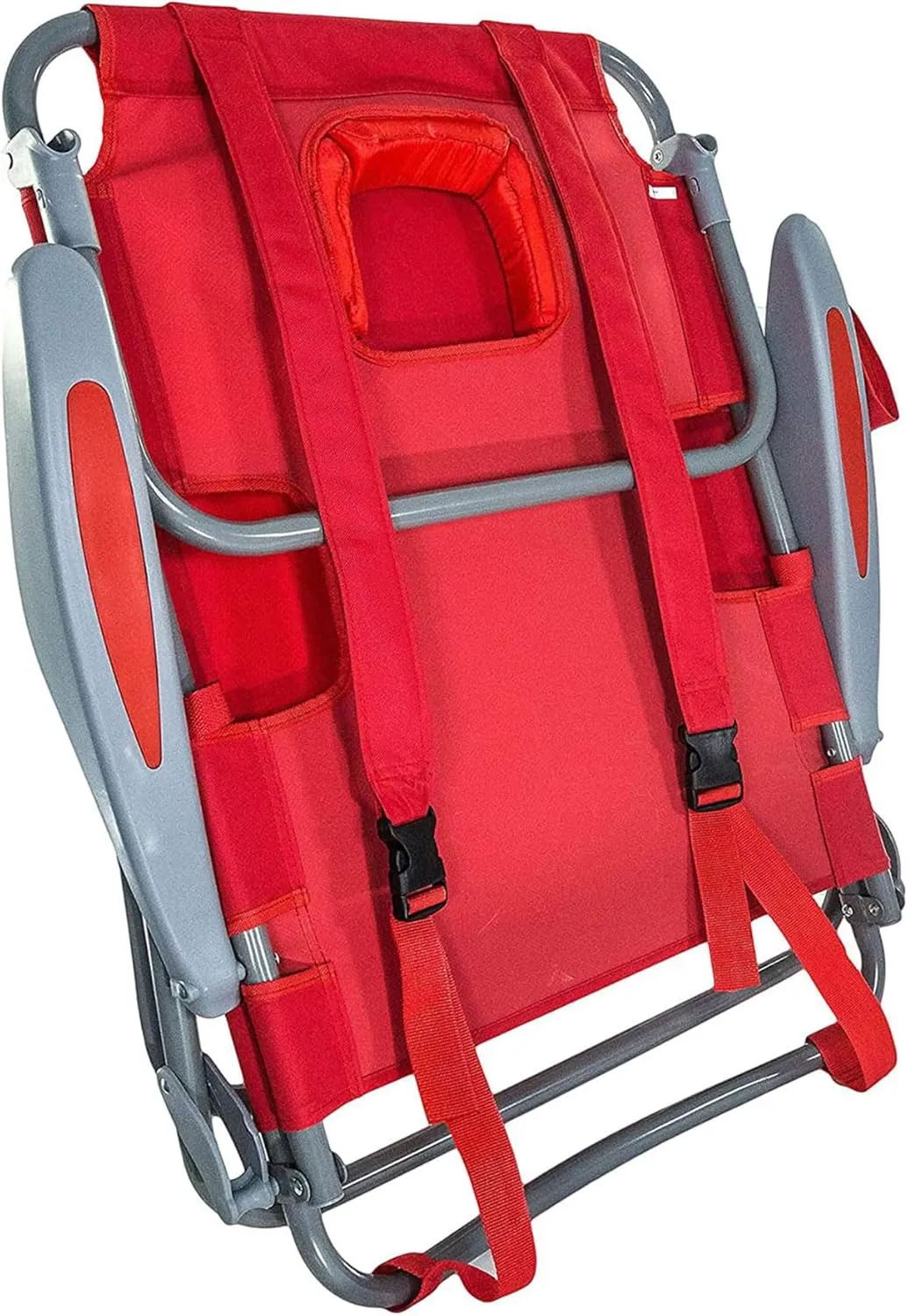 Ostrich On-Your-Back Portable 9.6-Pound Folding Reclining Outdoor Camping Lawn Chair with 5 Adjustable Positions, Red (4 Pack)