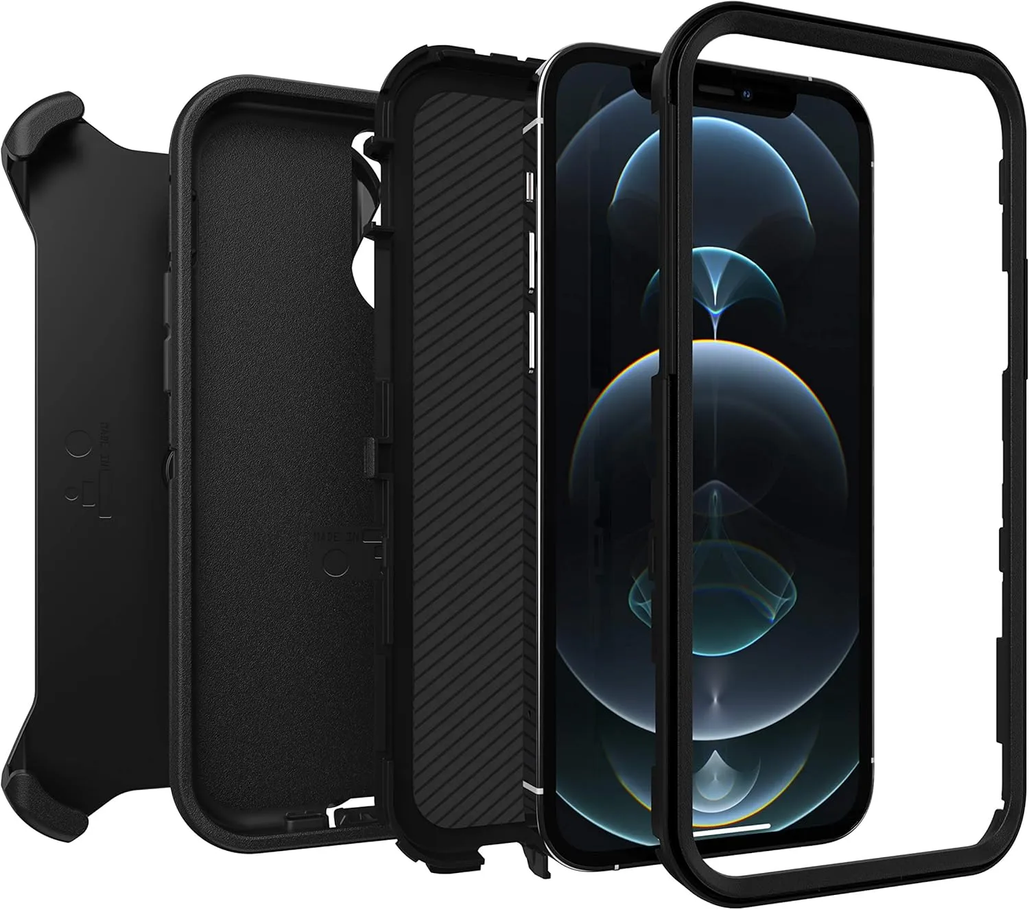 OtterBox iPhone 12 & iPhone 12 Pro Defender Series Case - Black, Rugged & Durable, with Port Protection, Includes Holster Clip Kickstand