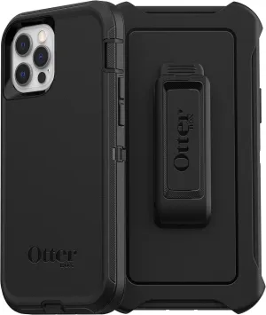 OtterBox iPhone 12 & iPhone 12 Pro Defender Series Case - Black, Rugged & Durable, with Port Protection, Includes Holster Clip Kickstand