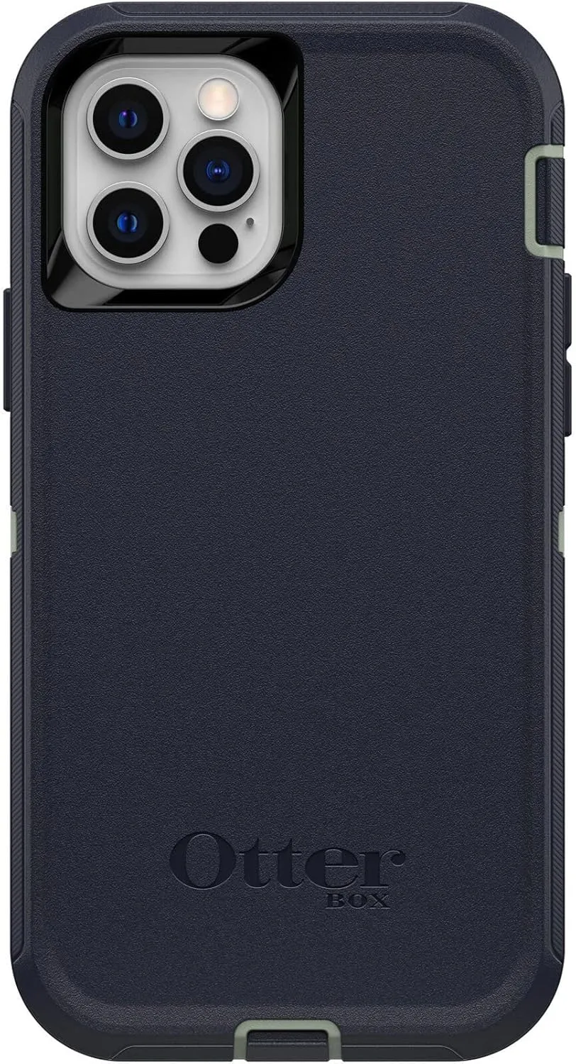 OtterBox iPhone 12 & iPhone 12 Pro Defender Series Series Case - Varsity Blues (Desert SAGE/Dress Blues), Rugged & Durable, with Port Protection, Includes Holster Clip Kickstand