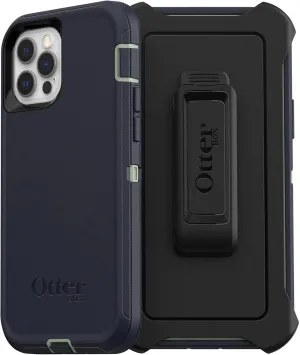 OtterBox iPhone 12 & iPhone 12 Pro Defender Series Series Case - Varsity Blues (Desert SAGE/Dress Blues), Rugged & Durable, with Port Protection, Includes Holster Clip Kickstand