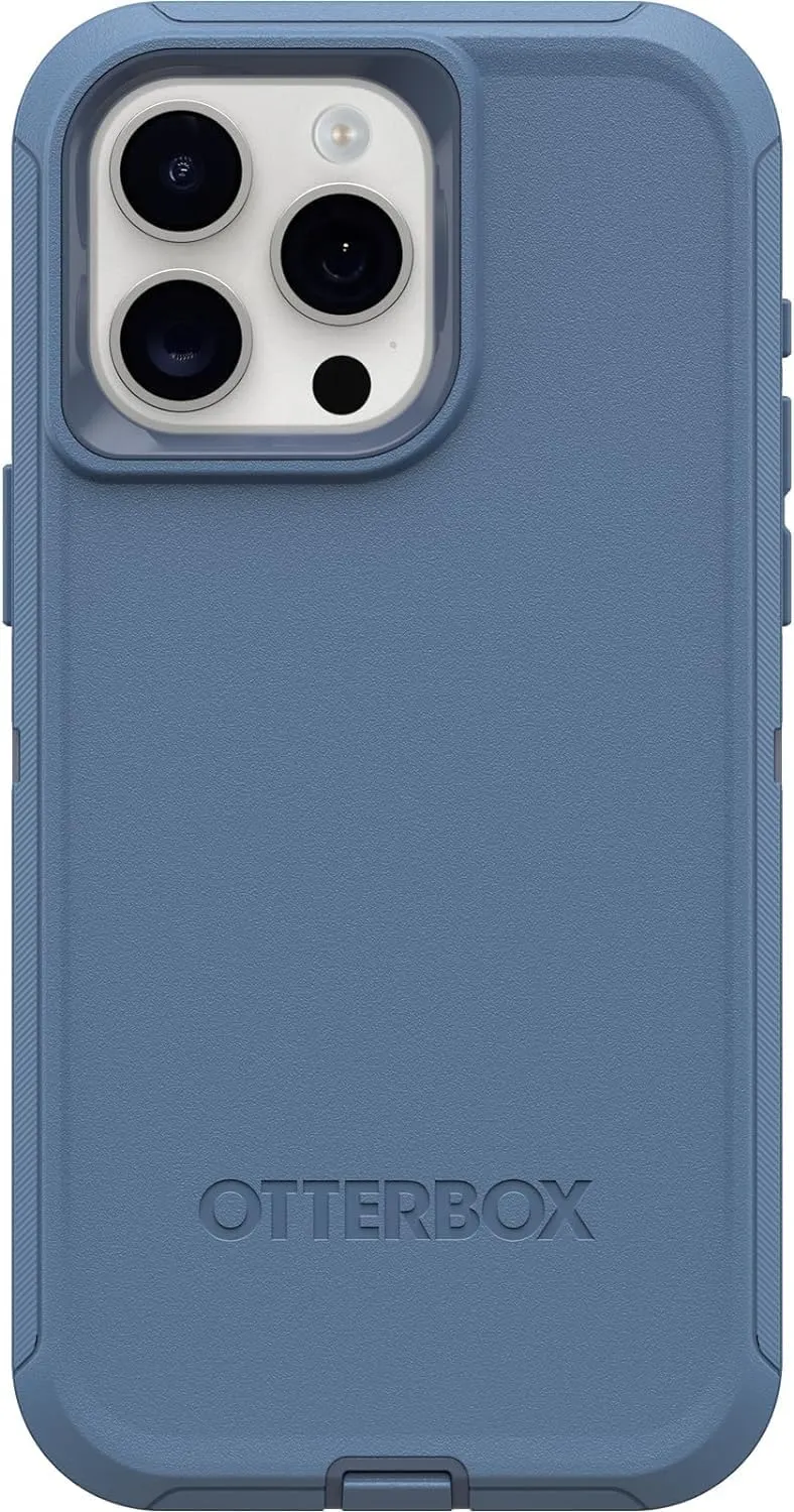 OtterBox iPhone 15 Pro Max (Only) - Defender Series Case - Baby Blue Jeans (Blue) - Case Only - Screenless - Rugged & Durable - with Port Protection - Non-Retail Packaging