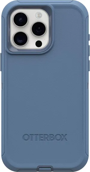 OtterBox iPhone 15 Pro Max (Only) - Defender Series Case - Baby Blue Jeans (Blue) - Case Only - Screenless - Rugged & Durable - with Port Protection - Non-Retail Packaging