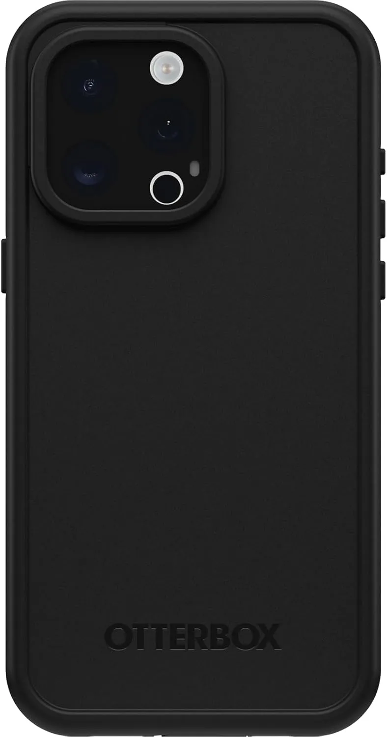 OtterBox iPhone 15 Pro MAX (Only) FRĒ Series Waterproof Case with MagSafe (Designed by LifeProof) - Black, Waterproof, 60% Recycled Plastic, Sleek and Stylish