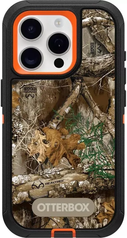 OtterBox iPhone 15 Pro (Only) - Defender Series Case - Realtree Blaze Edge (Camo) - Screenless - Rugged & Durable - with Port Protection - Holster Clip Includes - Microbial Defense Protection
