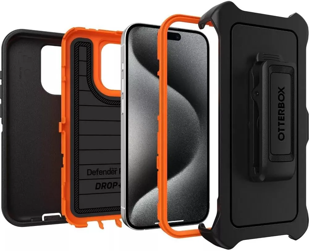 OtterBox iPhone 15 Pro (Only) - Defender Series Case - Realtree Blaze Edge (Camo) - Screenless - Rugged & Durable - with Port Protection - Holster Clip Includes - Microbial Defense Protection