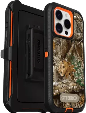 OtterBox iPhone 15 Pro (Only) - Defender Series Case - Realtree Blaze Edge (Camo) - Screenless - Rugged & Durable - with Port Protection - Holster Clip Includes - Microbial Defense Protection