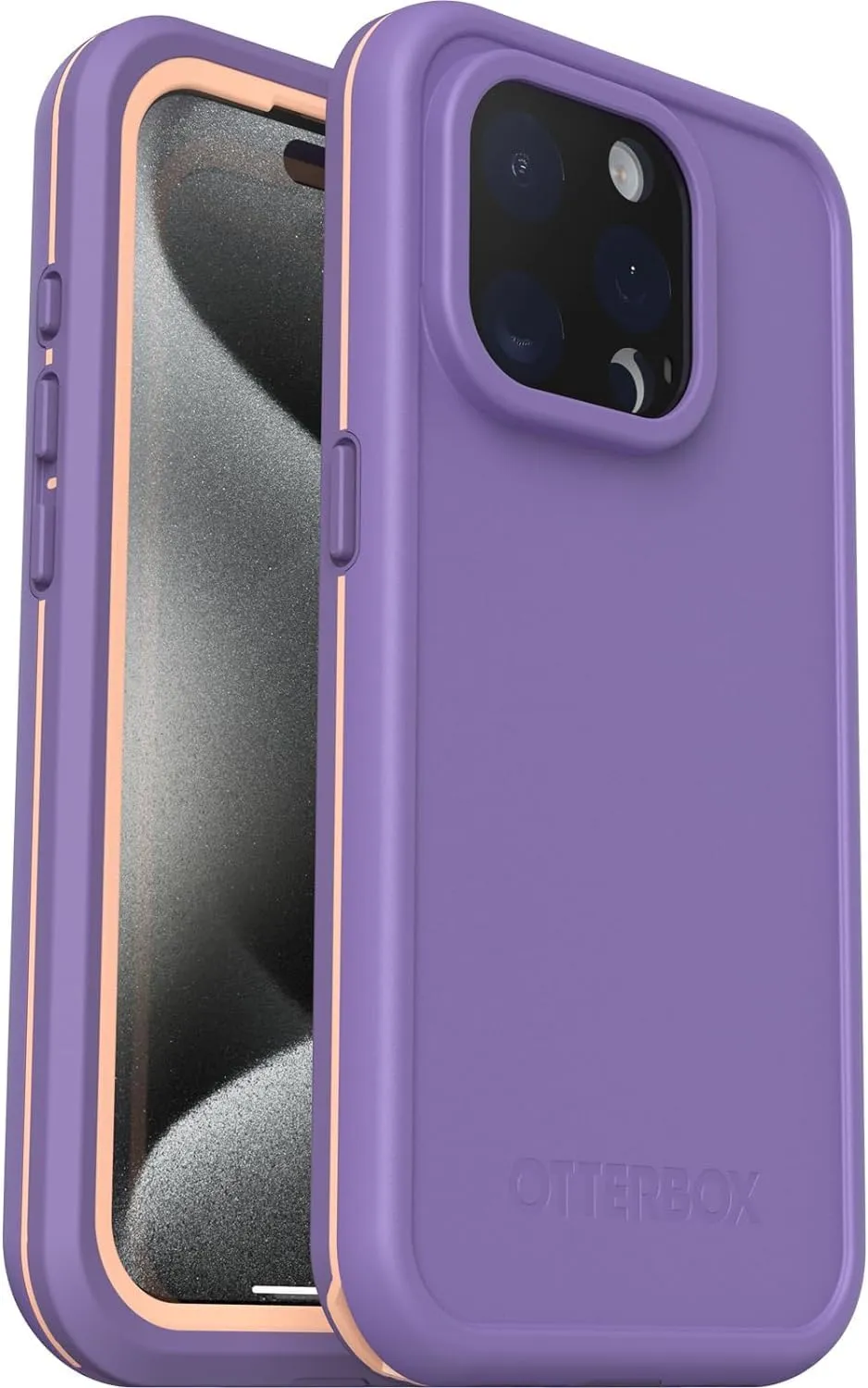 OtterBox iPhone 15 Pro (Only) FRE Series Waterproof Case with MagSafe (Designed by LifeProof) Screen Protection, Sleek and Stylish - Non-Retail Packaging - Purple