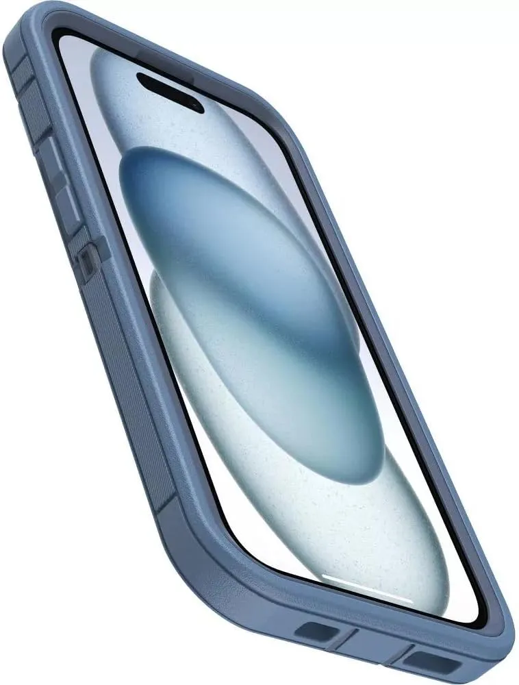 OtterBox iPhone 16e, iPhone 15, iPhone 14, & iPhone 13 (Only) Defender Series Case - Baby Blue Jeans - Rugged & Durable - with Port Protection - Holster Clip Includes - Microbial Defense Protection