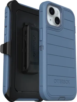 OtterBox iPhone 16e, iPhone 15, iPhone 14, & iPhone 13 (Only) Defender Series Case - Baby Blue Jeans - Rugged & Durable - with Port Protection - Holster Clip Includes - Microbial Defense Protection