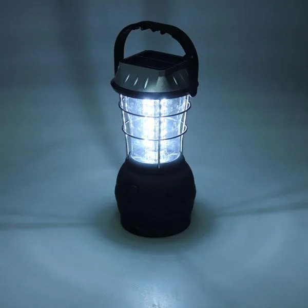Outdoor 36 LEDS Solar Light Lantern Rechargeable Tent Lamp Hand Crank Dynamo for Camping Hiking Black