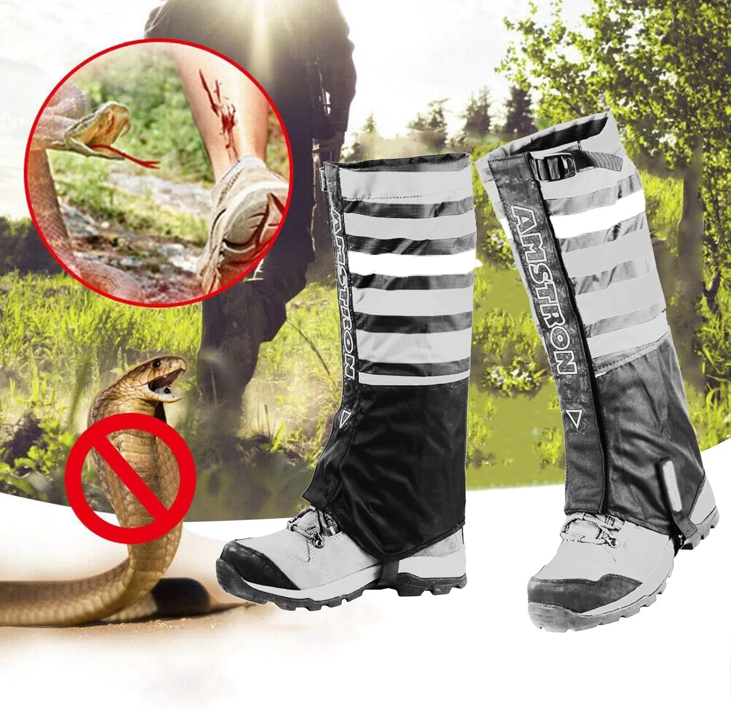 Outdoor Gaiters, Kid' Waterproof Hiking Gaiters with Upgraded Rubber Foot Strap, Adjustable Snow Boot Gaiters for Walking, Cycling Fenders