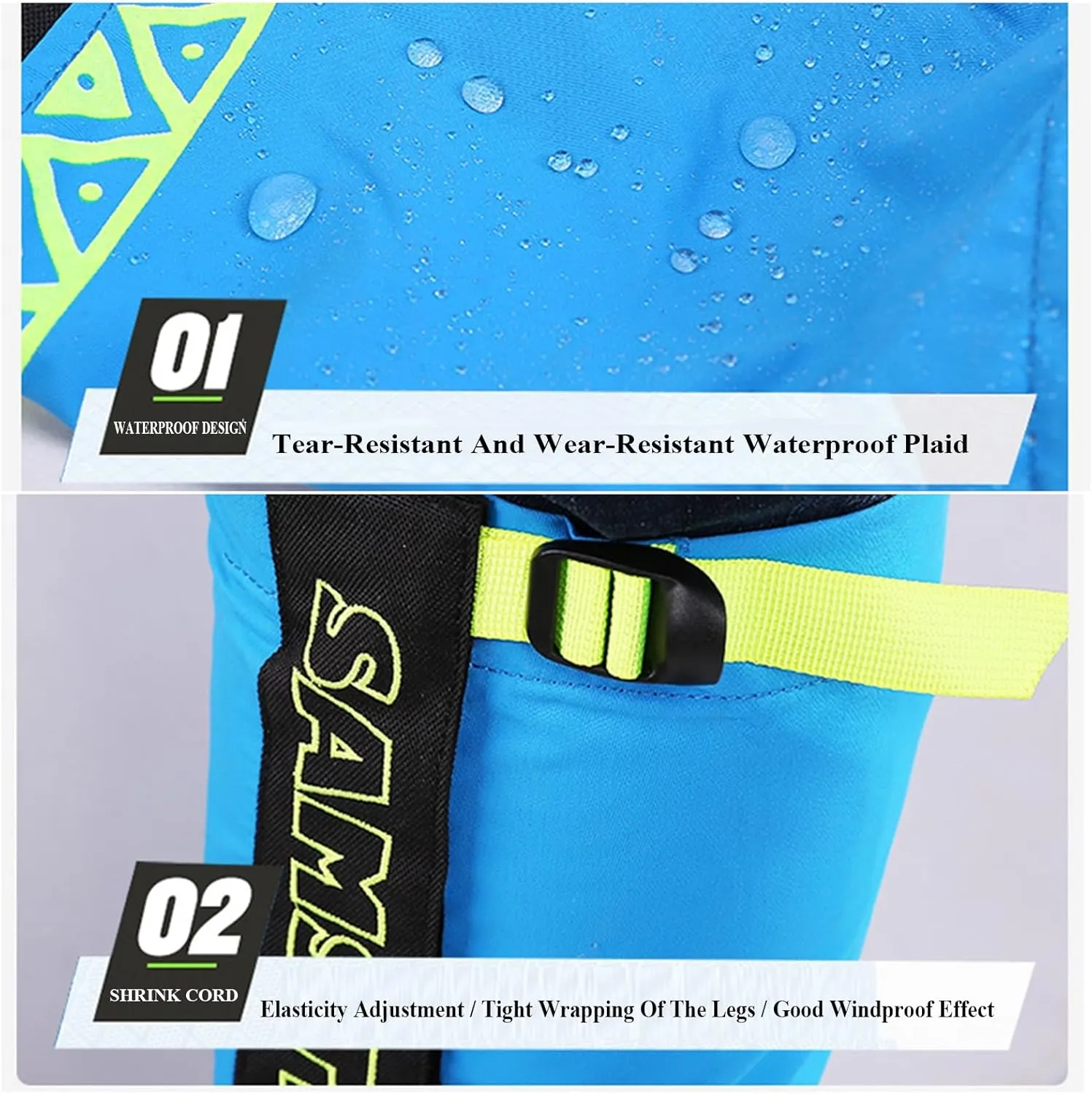Outdoor Gaiters, Kid' Waterproof Hiking Gaiters with Upgraded Rubber Foot Strap, Adjustable Snow Boot Gaiters for Walking, Cycling Fenders