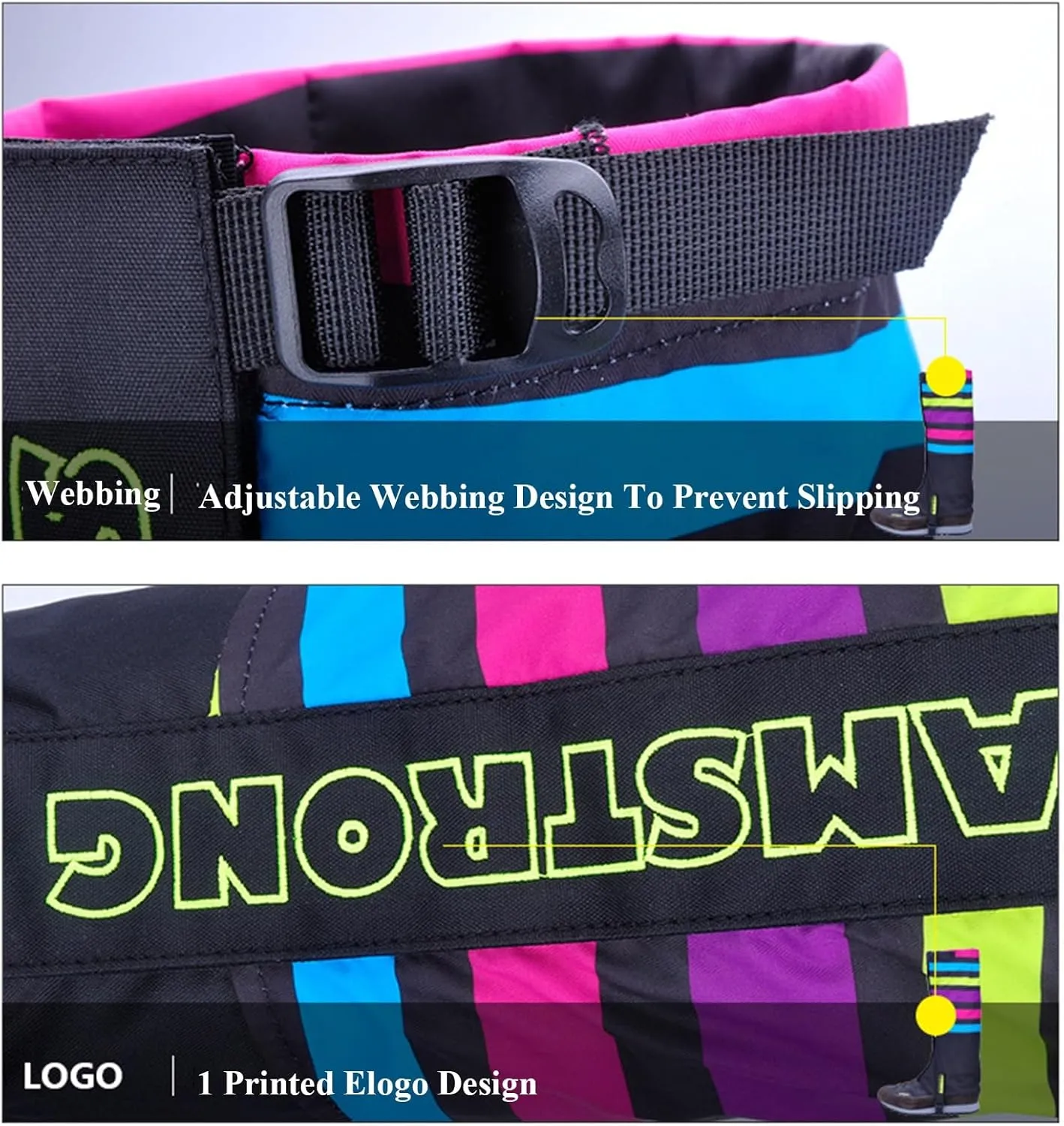 Outdoor Gaiters, Kid' Waterproof Hiking Gaiters with Upgraded Rubber Foot Strap, Adjustable Snow Boot Gaiters for Walking, Cycling Fenders