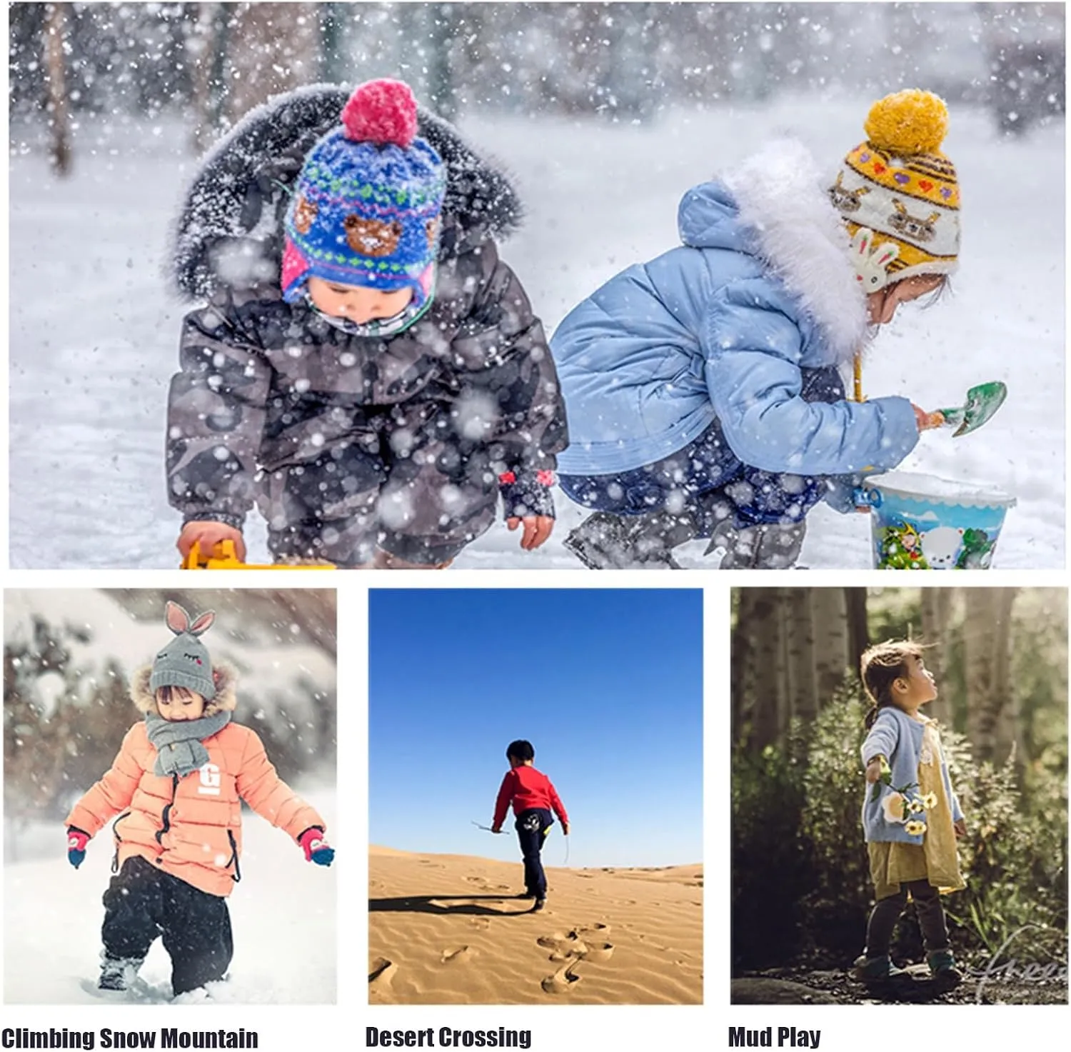 Outdoor Gaiters, Kid' Waterproof Hiking Gaiters with Upgraded Rubber Foot Strap, Adjustable Snow Boot Gaiters for Walking, Cycling Fenders