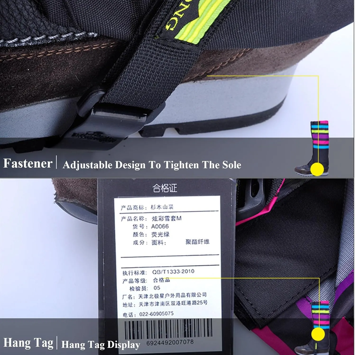 Outdoor Gaiters, Kid' Waterproof Hiking Gaiters with Upgraded Rubber Foot Strap, Adjustable Snow Boot Gaiters for Walking, Cycling Fenders