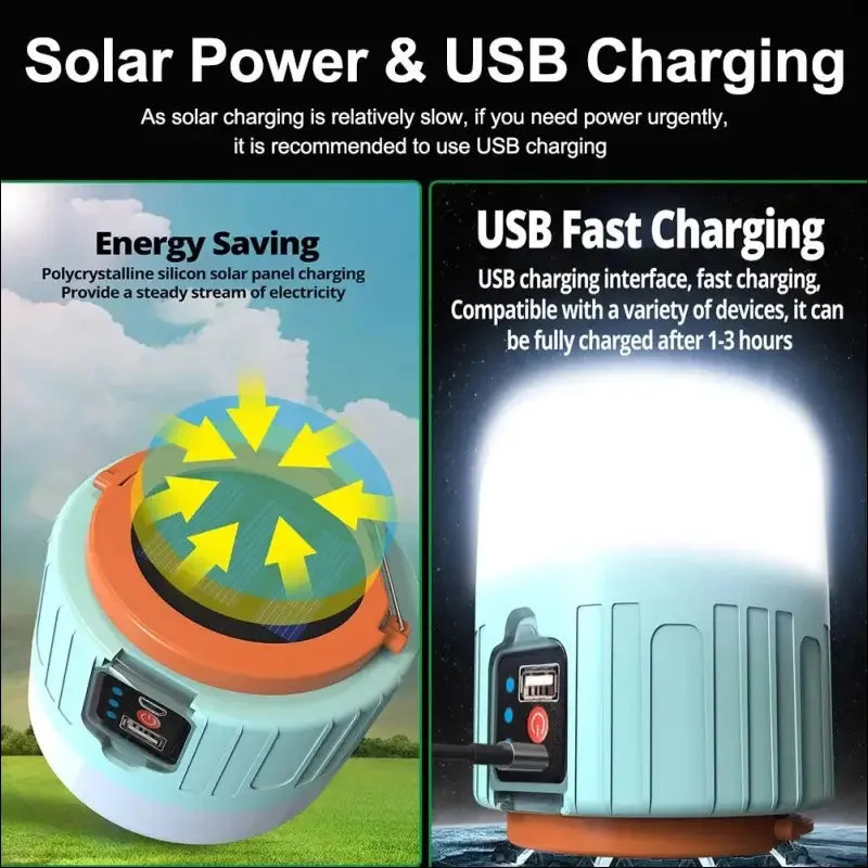 Outdoor solar led camping lights usb rechargeable tent portable lanterns emergency lights
