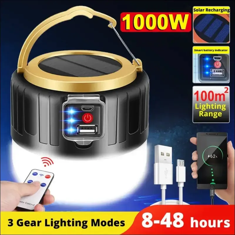 Outdoor solar led camping lights usb rechargeable tent portable lanterns emergency lights