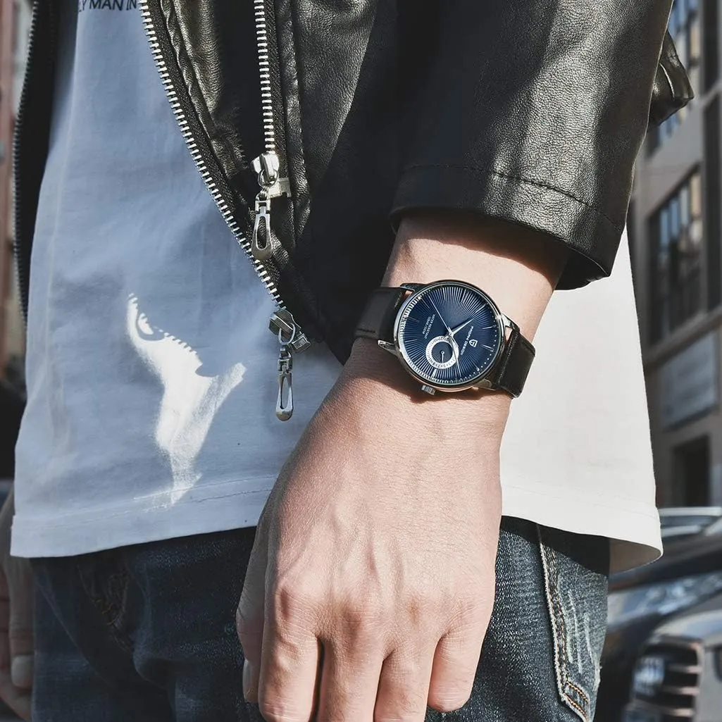 PAGANI DESIGN Men’s Watches Casual Leather Quartz Wrist Watch for Men Waterproof Business Dress Unique Watches Japanese Movement