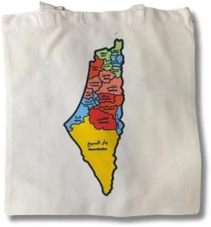 Palestine Map Bag with City Names - Cultural Heritage, and Stylish Accessory