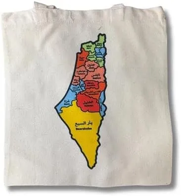 Palestine Map Bag with City Names - Cultural Heritage, and Stylish Accessory