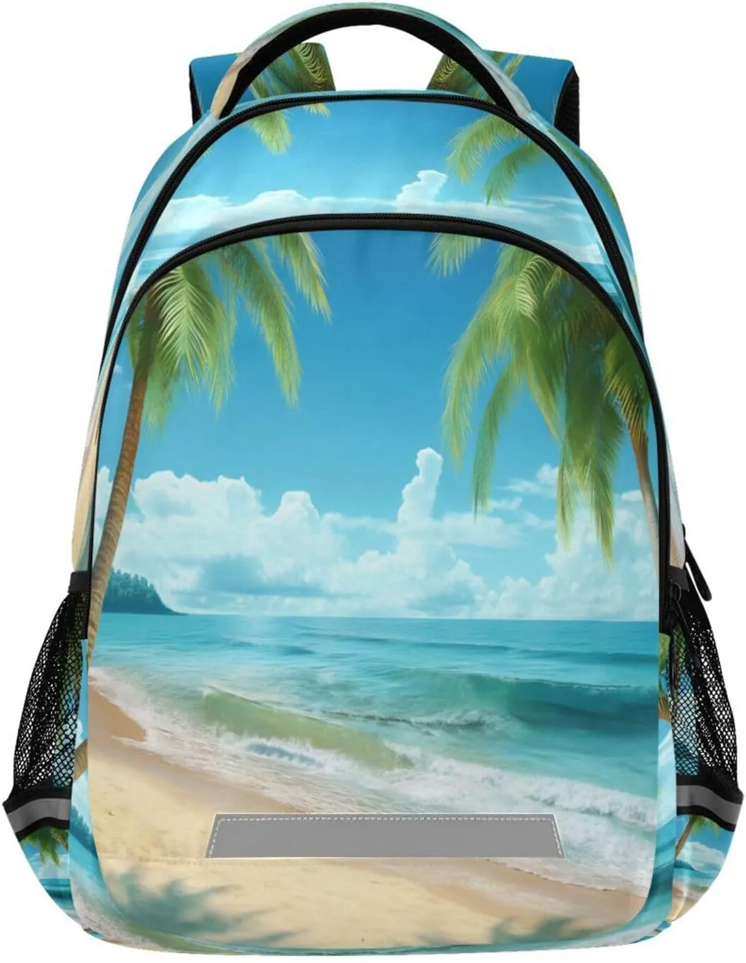 Palm Sea Beach Design Waterproof Backpack - Casual Outdoor Sports Daypack with Ergonomic Shoulder Straps#199