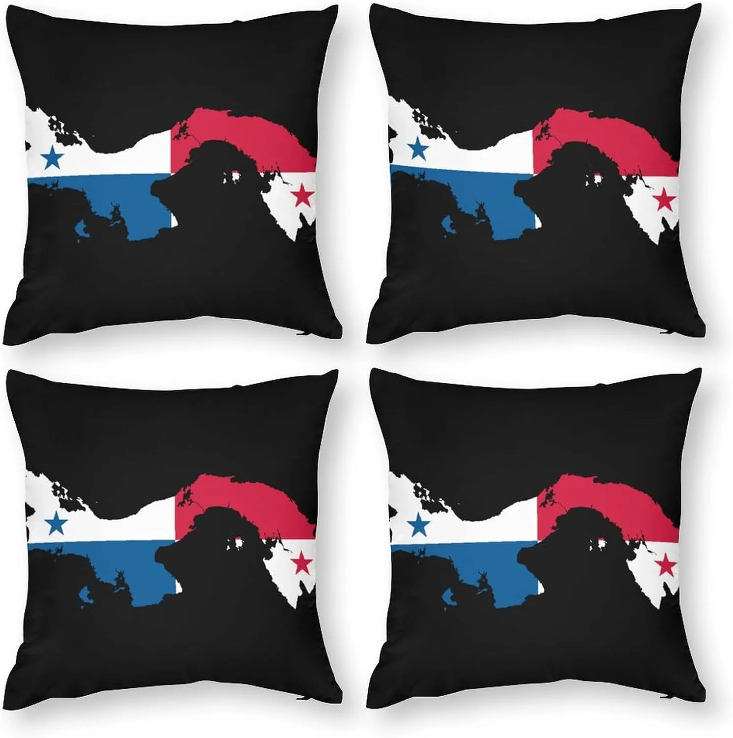 Panama Map Flag Throw Pillow Covers Set of 4 Cushion Case Decorative Square Pillowcase for Couch Living Room Sofa Car