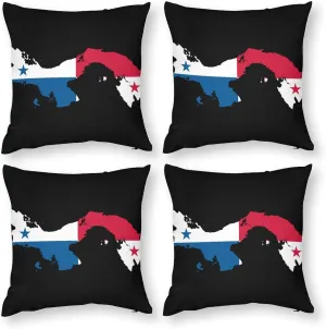 Panama Map Flag Throw Pillow Covers Set of 4 Cushion Case Decorative Square Pillowcase for Couch Living Room Sofa Car