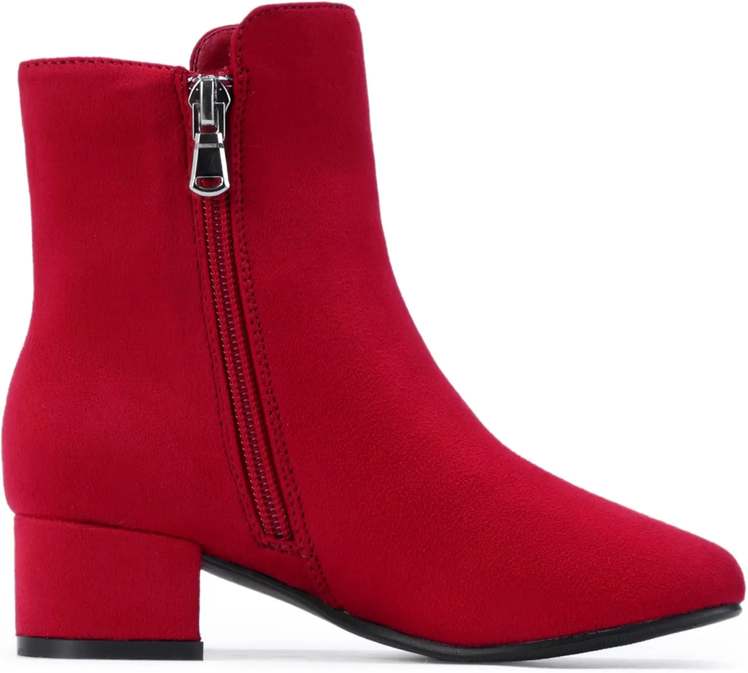 PANDANINJIA Alyssa Girls Fashion Boots Square-Toe Dress Boots Low Heel Ankle Booties with Zipper for Toddler Little Kids Big Kids