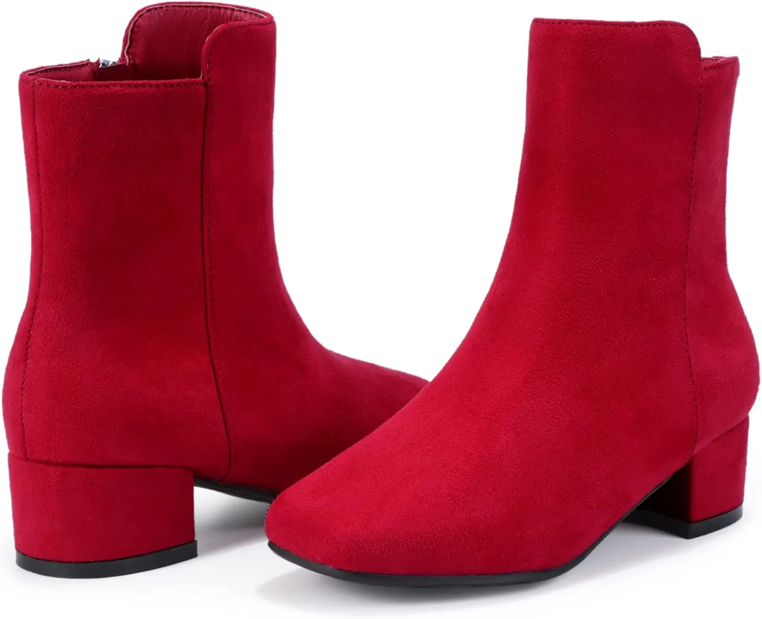 PANDANINJIA Alyssa Girls Fashion Boots Square-Toe Dress Boots Low Heel Ankle Booties with Zipper for Toddler Little Kids Big Kids