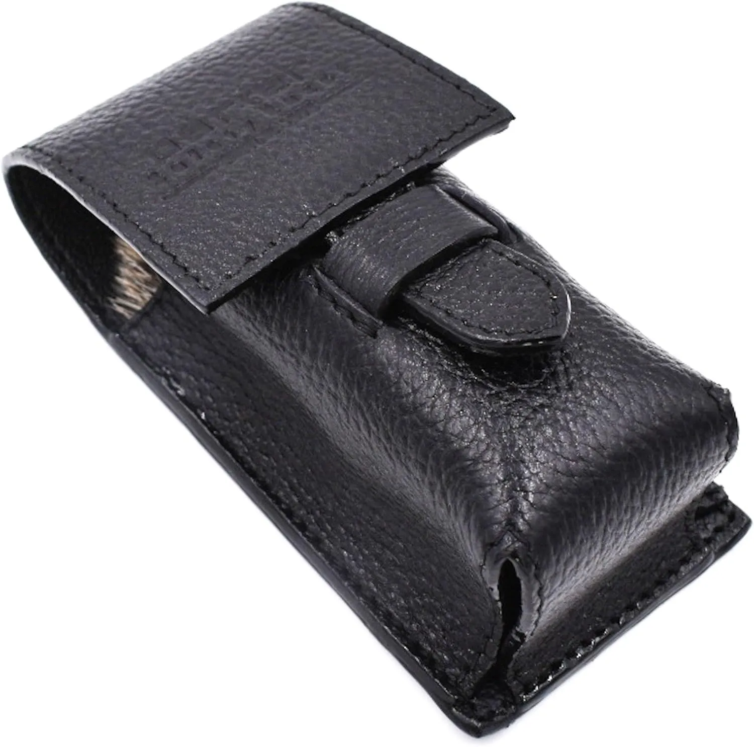Parker Genuine Leather Travel Shaving Brush Case (Black) – Durable Shaving Brush Travel Holder for Standard Shave Brushes