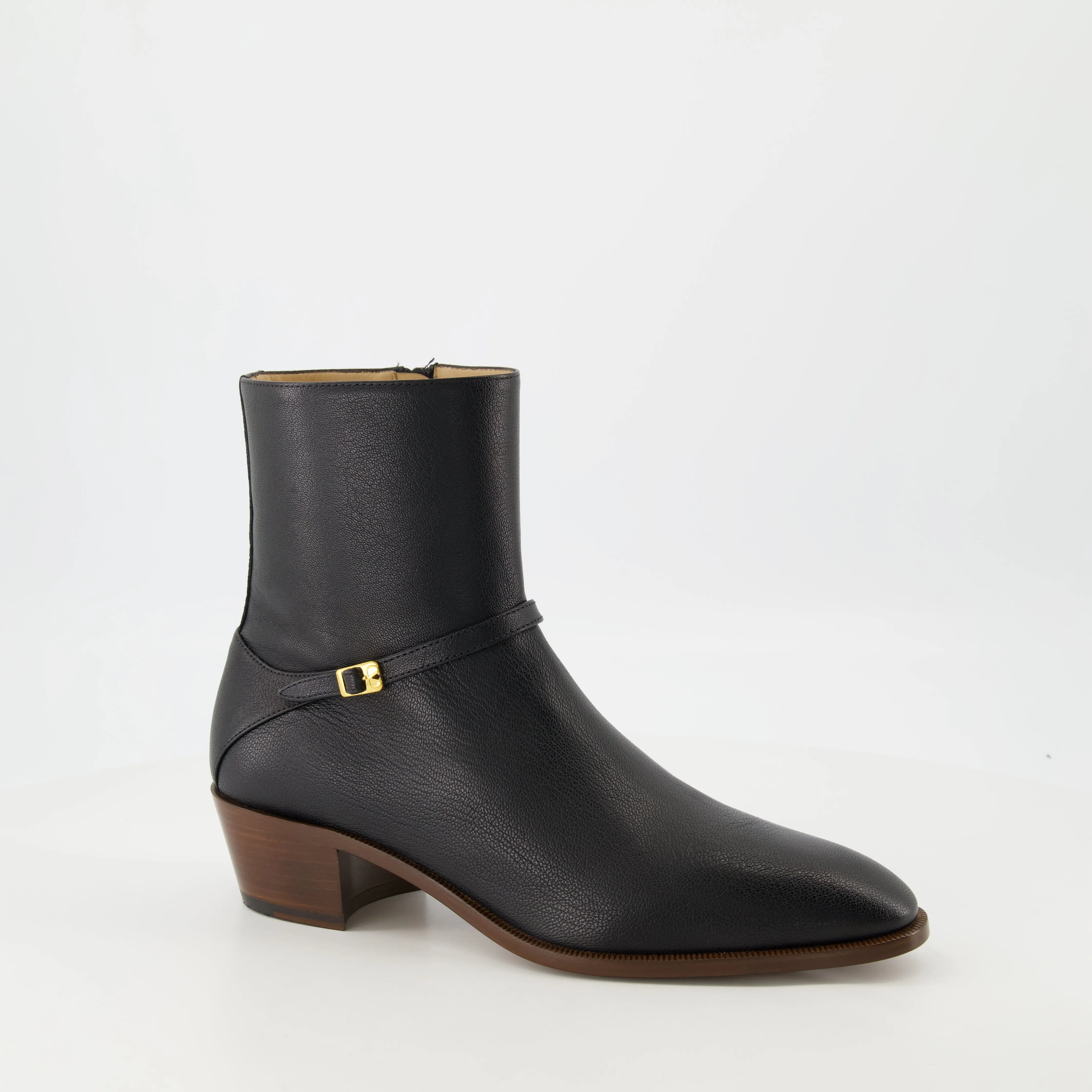 Pat Cuir Ankle Boots