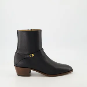 Pat Cuir Ankle Boots