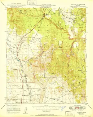 Paulden AZ topo map, 1:62500 Scale, 15 X 15 Minute, Historical, 1950, Updated 1950, 21.4 x 16.9 in