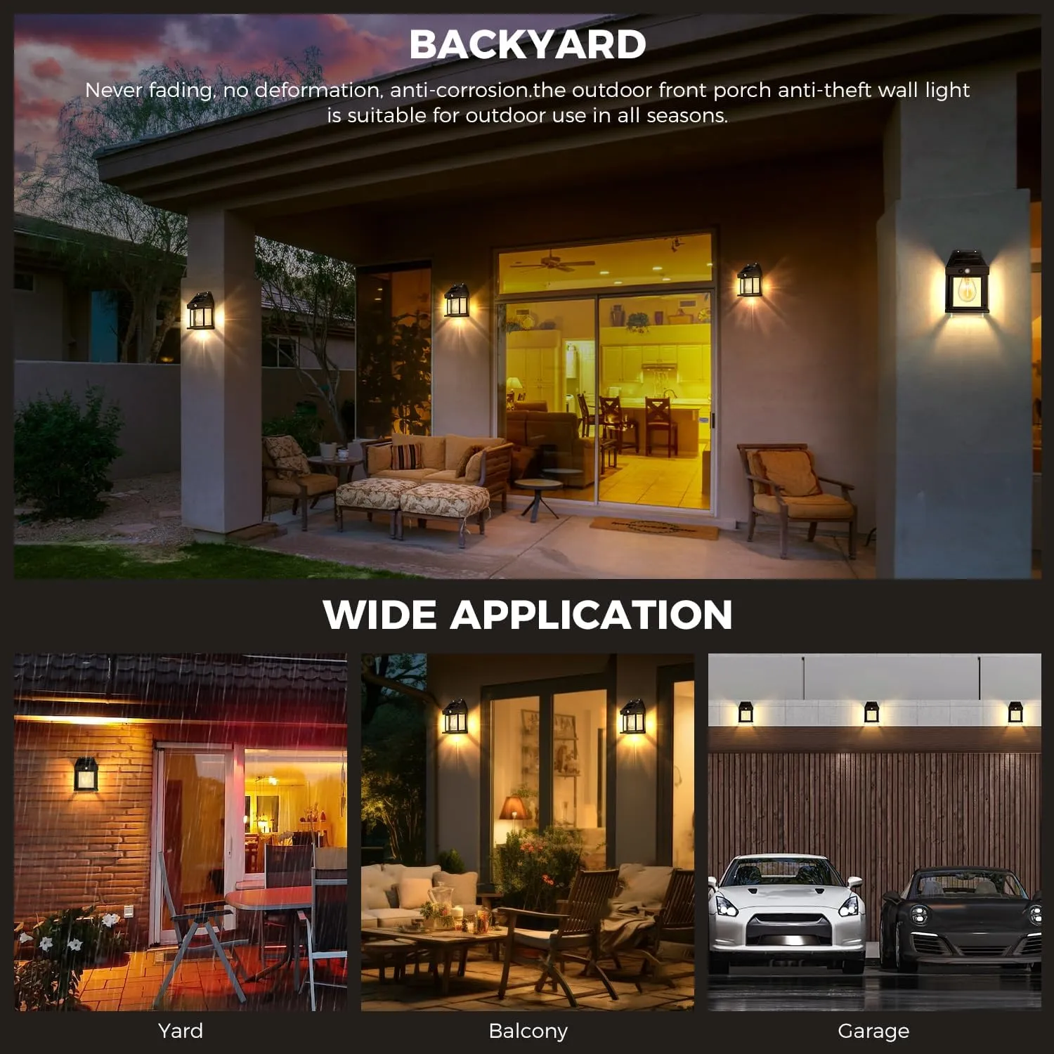 pearlstar Solar Wall Lights Outdoor,Dusk to Dawn Porch Lights Fixture,Solar Wall Lantern with 3 Modes & Motion Sensor,Waterproof Outdoors Motion Light for Garden Yard Patio Fence Outside Decorative