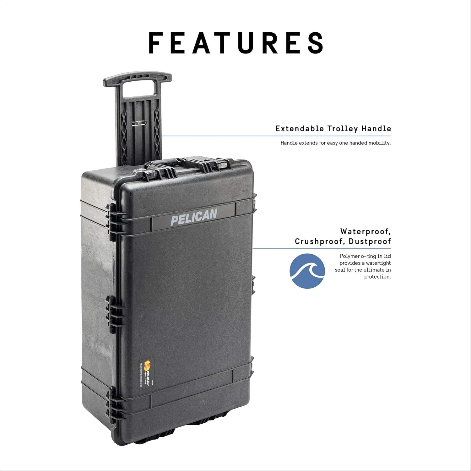 Pelican 1650 Rolling Case No Foam (Black)