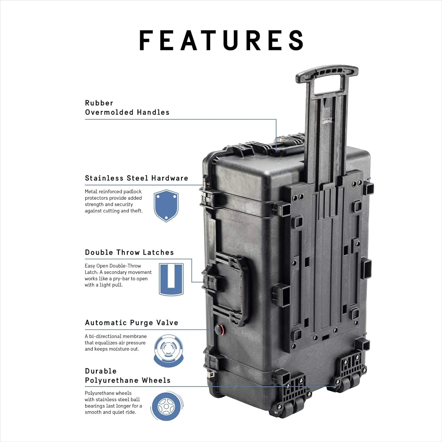 Pelican 1650 Rolling Case No Foam (Black)