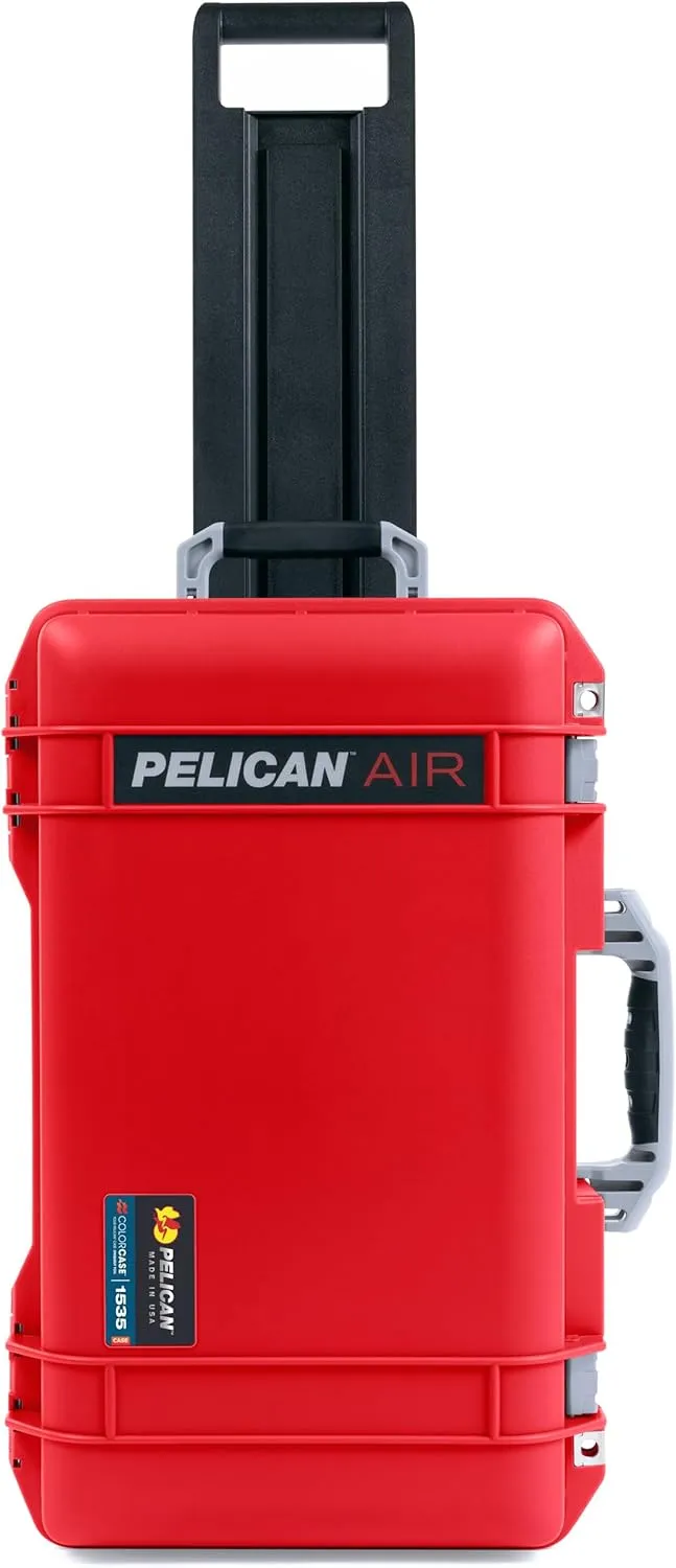 Pelican Air 1535 Carry-On Case - Red, Medium Size, Waterproof - Silver Handles & Latches