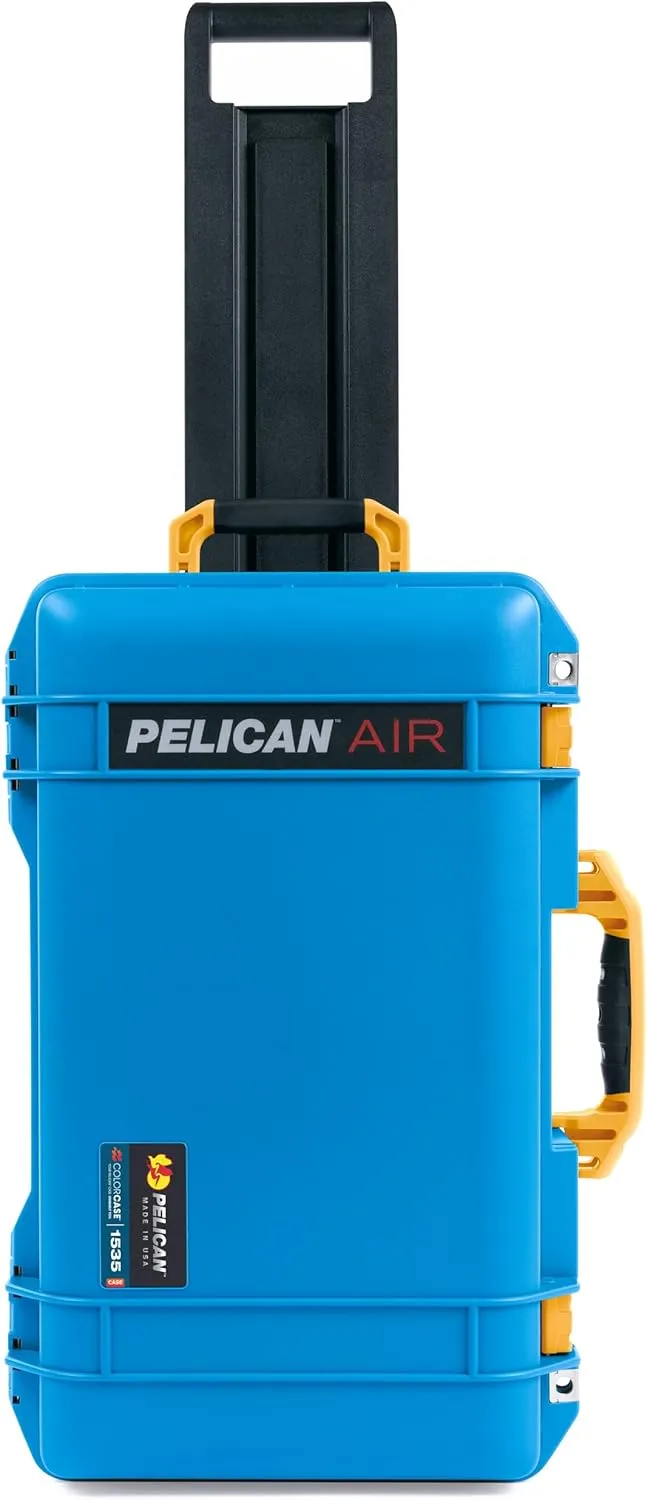 Pelican Air 1535 Electric Blue Carry-on Case - Medium Size Waterproof Case with Yellow Handles & Latches