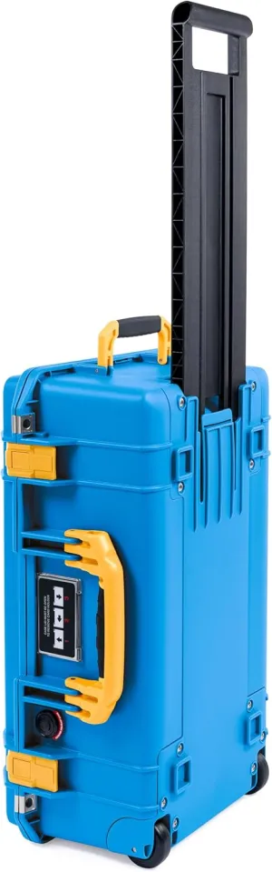 Pelican Air 1535 Electric Blue Carry-on Case - Medium Size Waterproof Case with Yellow Handles & Latches