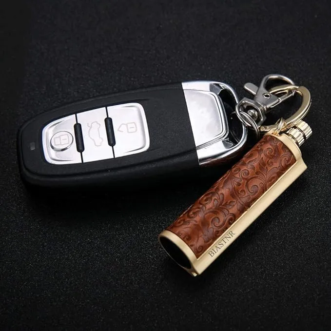 Permanent Match, Keychain Matchstick Fire Starter Immortal Lighter, Flint Match Stick Kerosene Refillable Lighter for Outdoor Camping Survival, yellow