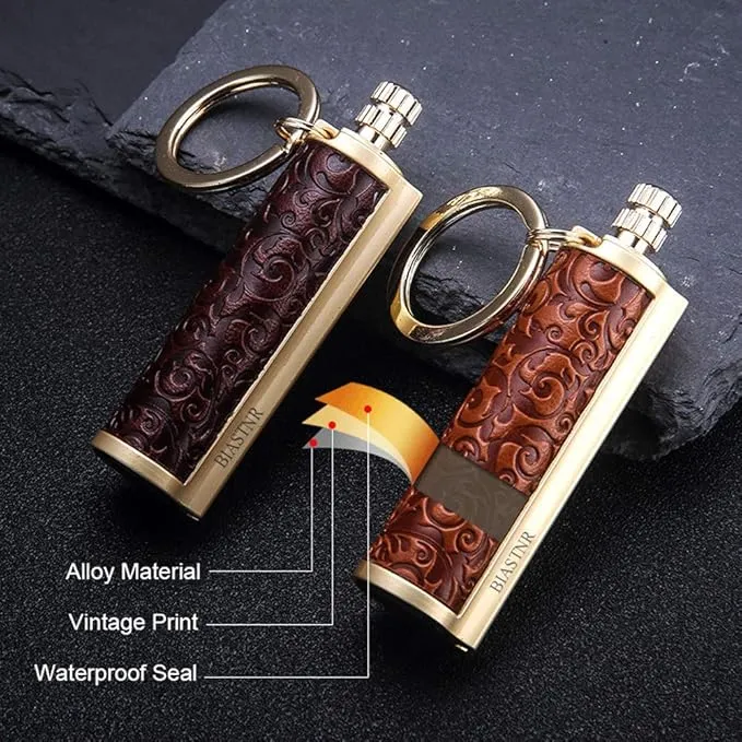 Permanent Match, Keychain Matchstick Fire Starter Immortal Lighter, Flint Match Stick Kerosene Refillable Lighter for Outdoor Camping Survival, yellow