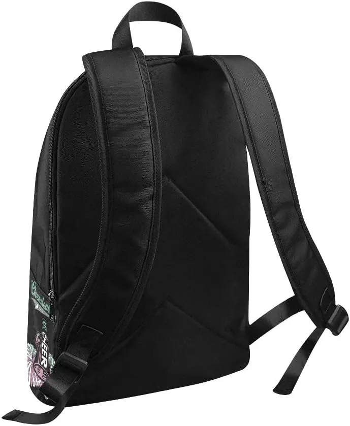Personalized Cheer Green Pink Cheerleader Backpack with Name Custom Travel Daypack Bag for Man Woman Gifts