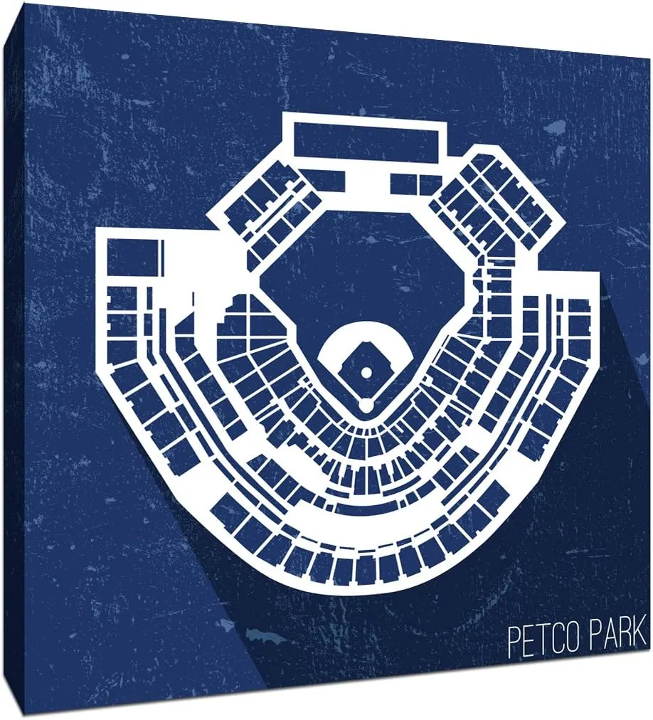 Petco Park Seating Map - Baseball Seating Map - 12x12 Gallery Wrapped Canvas Wall Art