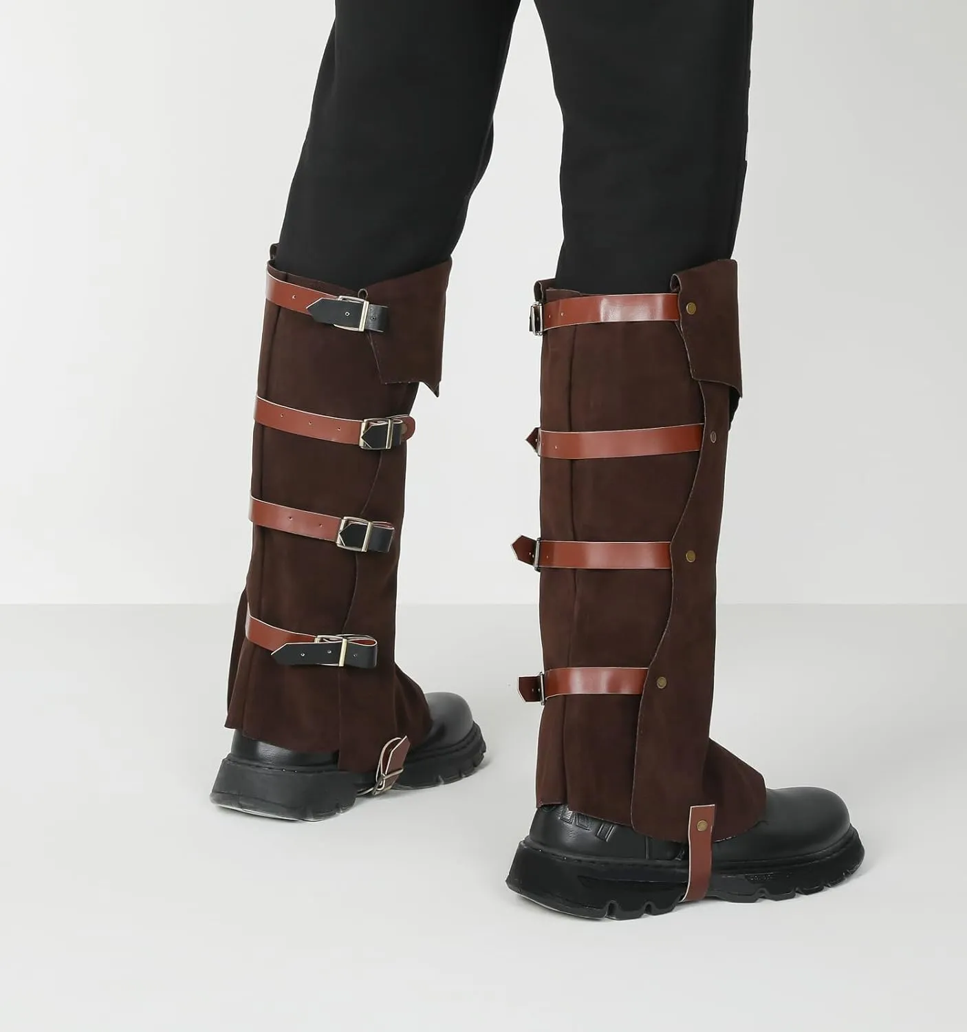 Pirate Boots Covers Faux Leather Medieval Steampunk Renaissance Boots Covers with Studs for Halloween Costume