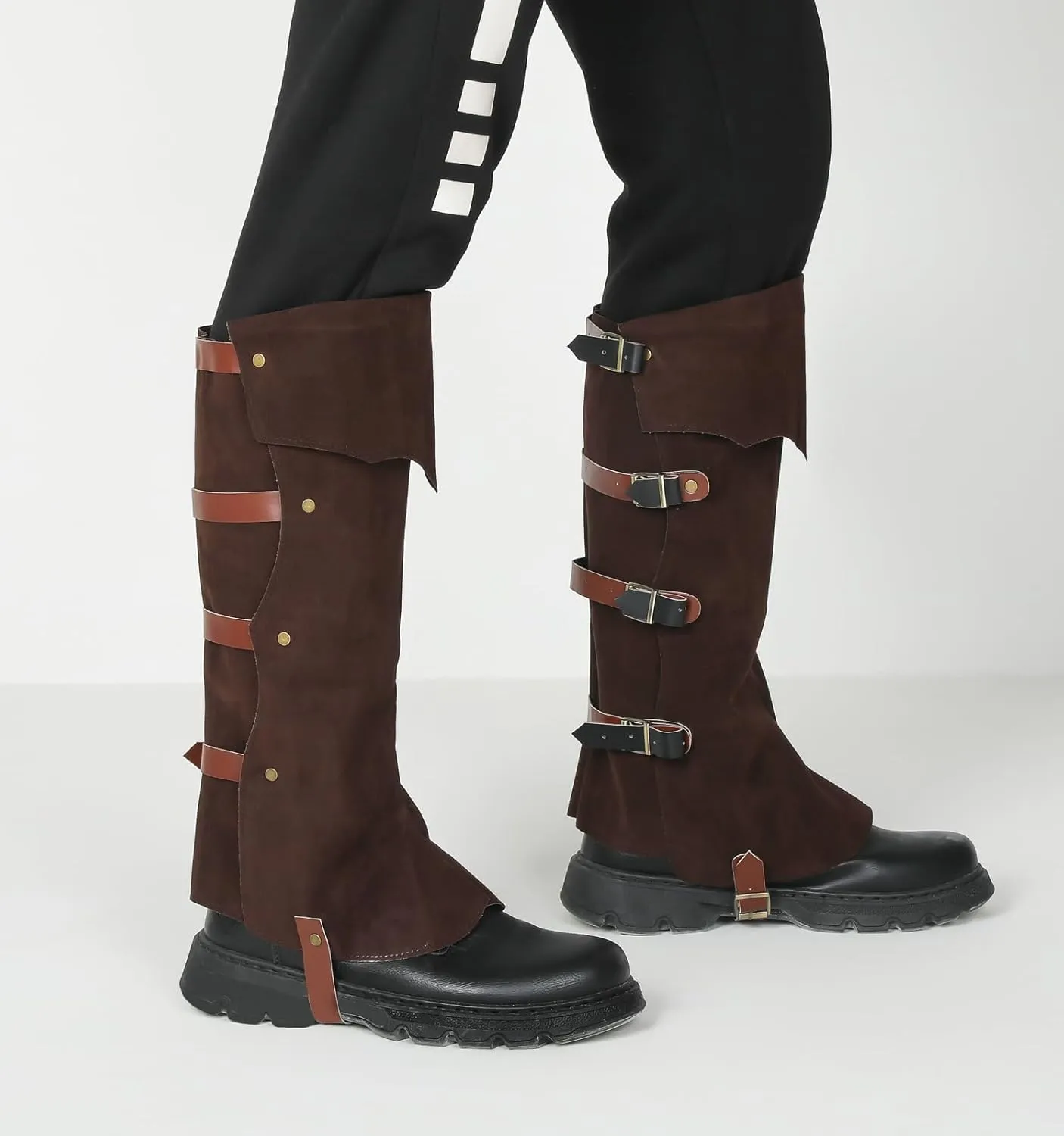 Pirate Boots Covers Faux Leather Medieval Steampunk Renaissance Boots Covers with Studs for Halloween Costume