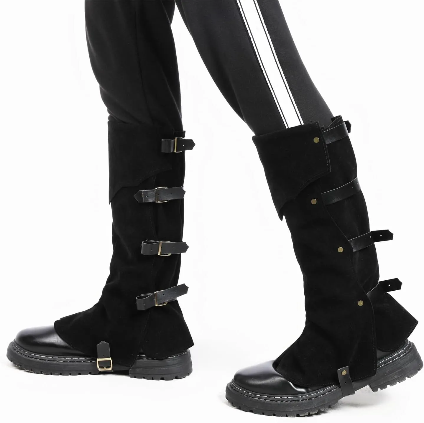 Pirate Boots Covers Faux Leather Medieval Steampunk Renaissance Boots Covers with Studs for Halloween Costume