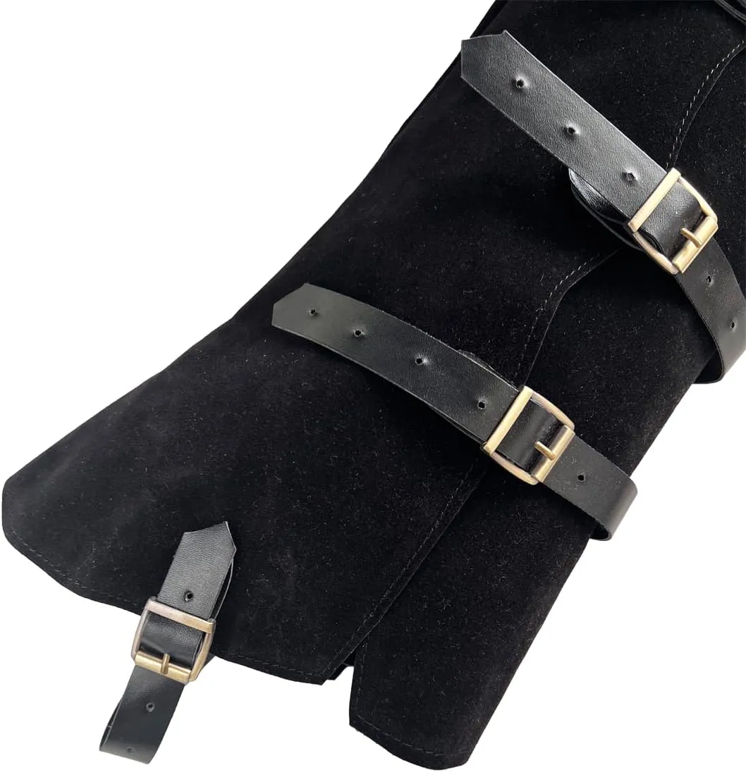Pirate Leg Covers Medieval and Renaissance Faux Leather Costume Accessories Steampunk Footwear Cover for Boots Halloween Costume Black