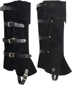 Pirate Leg Covers Medieval and Renaissance Faux Leather Costume Accessories Steampunk Footwear Cover for Boots Halloween Costume Black